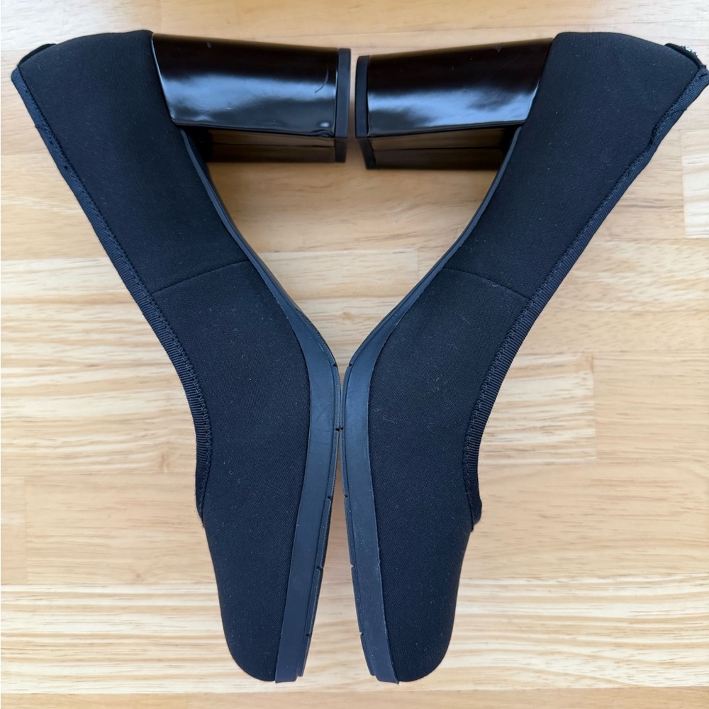 Anne Klein Carole Black Fabric iBlock Heel Pumps Memory Foam—Size 10M